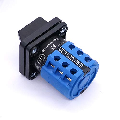 Taiss Universal Changeover Switch 20A 550V 5 Position 12 Terminals Latching Rotary Cam Selector Switch + SV2-4s Blue Connection Terminal LW26-20 0-5/3