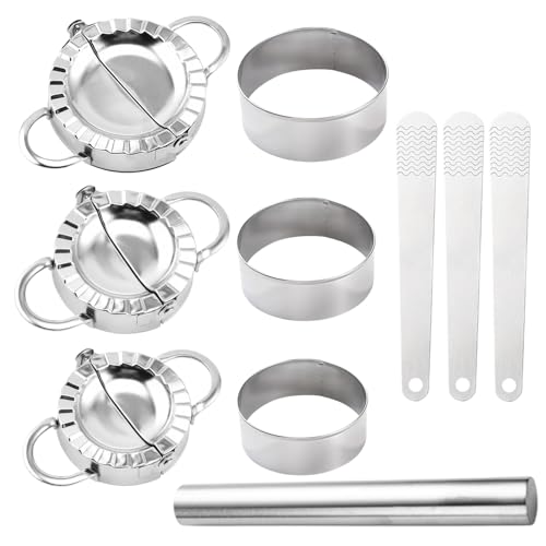 Pamtns Stampi Ravioli 10 Pezzi Dumpling Maker Stampo per Ravioli Acciaio Inossidabile Macchina per Gnocchi Formine per Ravioli Stampi per Gnocchi Arancinotto Tagliapasta per Ravioli 3 Dimensioni