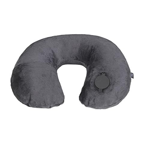 Lewis N. Clark Compact Portable Adjustable and Inflatable Cervical Neck Pillow for Travel, Gray, One Size Cover