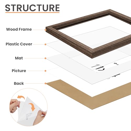 Image of upsimples 11x14 Picture Frame Solid Wooden, Nursery Decor, 1Pack Brown