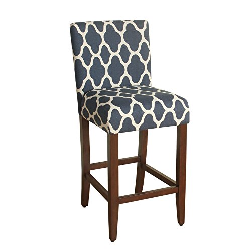 Homepop Upholstered Counter Height Barstool, 29-Inch, Navy And Cream Geometric #TOP15