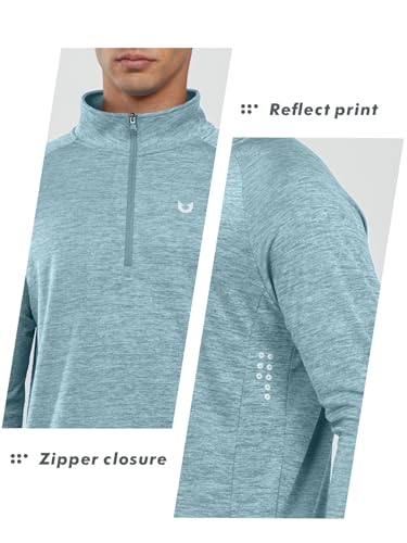 Image of NORTHYARD Men's Quarter Zip Pullover Athletic Running Shirt Long Sleeve | 1 /4 Zip Top, Quick Dry Lightweight, Moisture Wicking Breathable, Reflective Strips, Performance Workout Gym, Hiking Sports