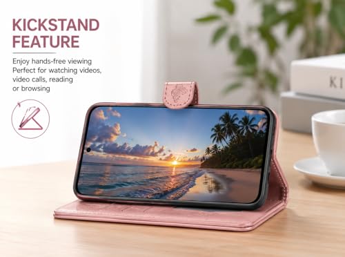 Image of TROUNCE Butterfly Embossing Shock Proof Flip Cover with Card Cash Holder Wallet Case & Magnetic Lock|Mobile Cover|Back Cover- Pink for Google Pixel 8