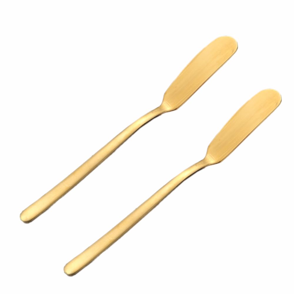 Wambere 6 pieces 16.5 cm × 1.8 cm stainless steel butter knife butter knife with long handle table knife cheese knife set cheese knife breakfast knife butter knife for cheese cakes bread dessert, gold