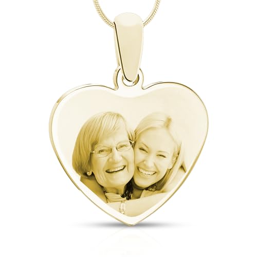Personalized Picture Engraved Heart Pendant with 20