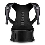 Back Brace Posture Corrector L for Women Men with Magnetic Stone Adjustable Neoprene Straps Improves Posture and Provides Lumbar Support for Lower and Upper Back Pain