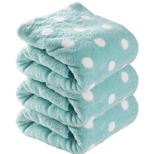 システムK タオル 【赤ちゃんにも優しい肌触り】 極細繊維による の吸水力 柔らかなマイクロファイバー素材 ボリューム感 ホテル仕様 towel 可愛い 柄 超吸水 速乾 バスタオル 3枚セット ドットブルー