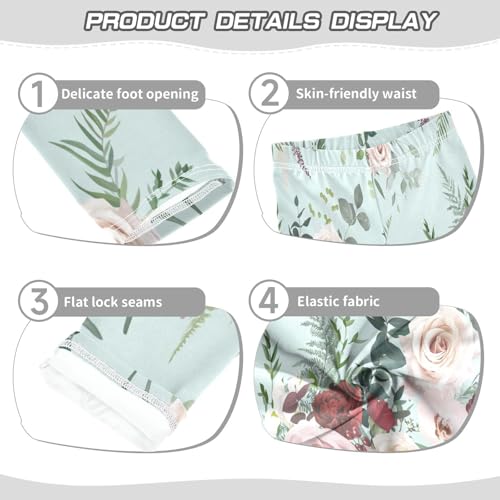 Bolaz Toddler Girls Leggings Printed Yoga Pants Leggings Pink Red Roses for Kids3