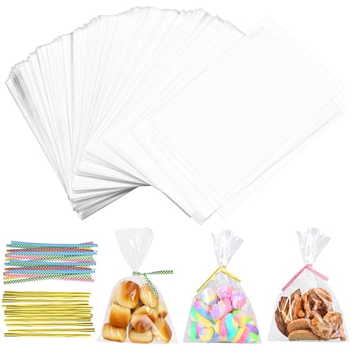 Tigvio 200pcs Cellophantüten 15x10cm Klarsichttüten zum...