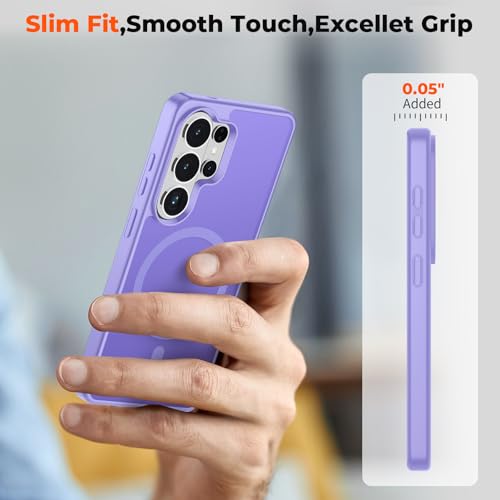 Image of SUPFINE Magnetic for Samsung Galaxy S26 Ultra Case with Screen Protector, (Built-in Magnets) (Military Grade Drop Protection) Slim Translucent Shockproof Phone Case,Purple