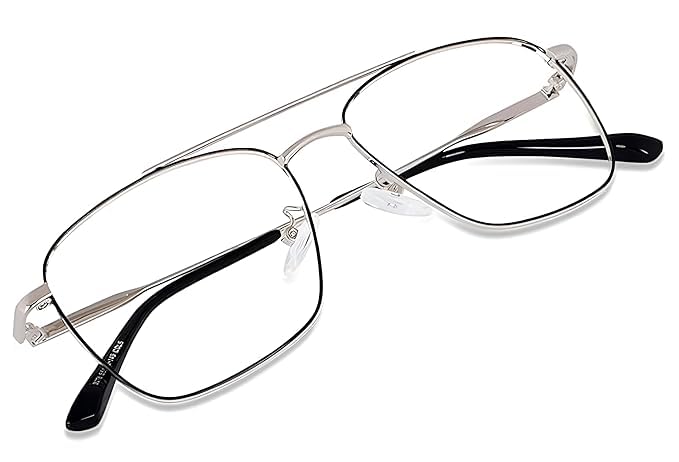 Image of Roshfort Eyewear Zero Power Blue Cut & Antiglare Computer Square Eyeglasses | Men & Women | Medium - Pack Of 1