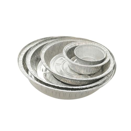 TOGEVAL 50個 食品グレードアルミホイル使い捨て丸型ボウル 耐高温変形防止 トレイ兼用 オーブン冷蔵庫対応 ホームパーティーケーキパイ皿