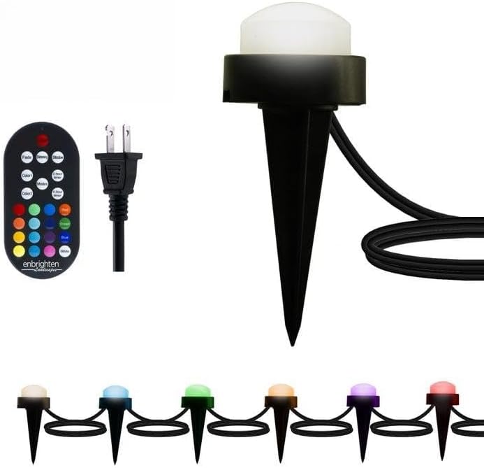 Enbrighten Seasons Mini Color-Changing LED Landscape Lights, 15 pucks, 42ft. Black Cord, 56060-S1