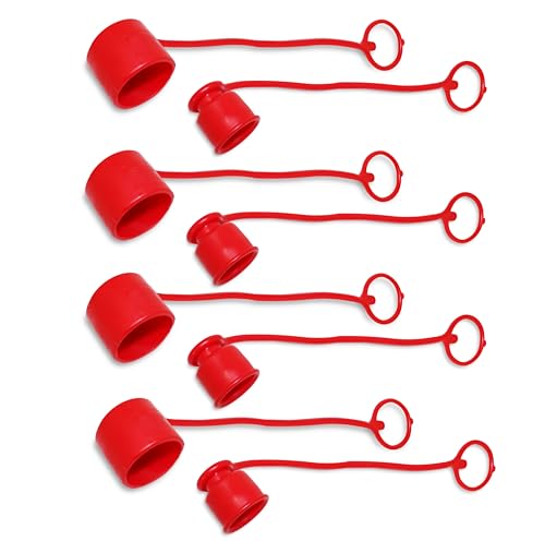 Image of 1 /2 body Hydraulic Quick Coupler Rubber Caps Plug Set - For Flat Face Skid Steer Coupling - Fits Bobcat Standard Size Coupler set (4)