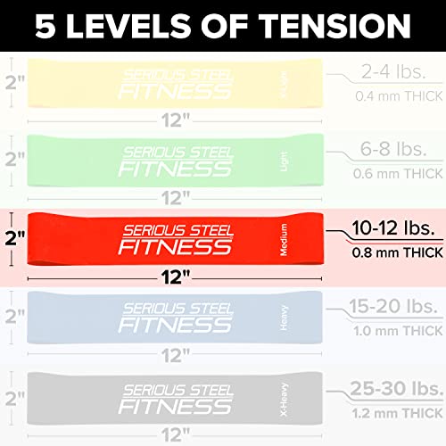 Image of Serious Steel Fitness Mini Resistance Loop Bands | Rehab and Prehab Stretch Bands | 12 inch Exercise Workout Bands (Sets of 5 Pack and Sets of 10 Pack Trainer Options Available!)