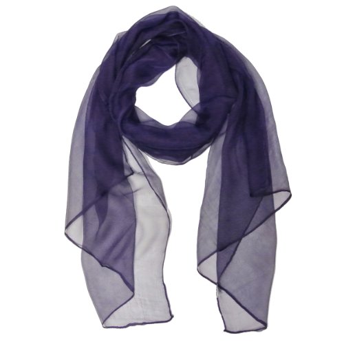 Wrapables Solid Color Silk Long Scarf, Indigo - Main Image