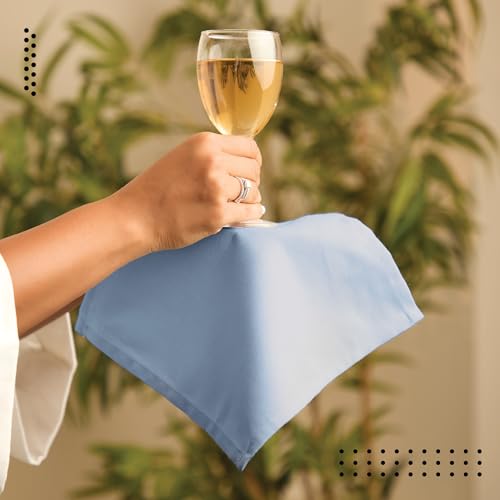Image of Encasa XO Dining Cocktail Napkins 12 pcs (1 Dozen) Set of Large 23x23 cm (9 inchx9 inch) - B Grey - Absorbent Heavy Cotton Party Fabric Machine Washable for Home Restaurant Banquet & Hotel