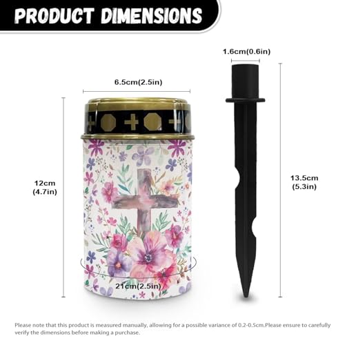 Image of Cross Flower Print Cemetery Solar Light for Grave Outdoor - Waterproof Garden Decor LED Electronic Candle Night Light