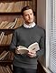 COOFANDY Herren Strickpullover Baumwolle Feinstrick Pullover Rundhals Sweatshirt Langarm Sweater Pulli Dunkelgrau L