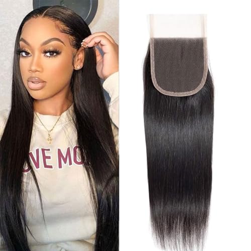 Lace closure 4x4 cheveux humains lisses pour un tissage invisible parfait lors de vos soirées