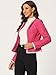 Allegra K Women's Plaid Tweed Blazer Long Sleeve Open Front Work Office Short Jacket Medium Hot Pink