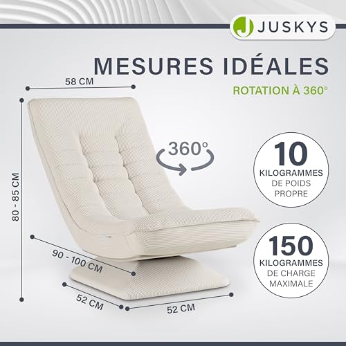 Fauteuil relax pliable Korsika velours beige pivotant salon - 3