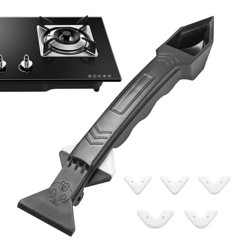 Outil De Calfeutrage En Silicone - Grattoir À Mastic, Outil De Calfeutrage, Dissolvant De Calfeutrage,Grattoir À Coulis Avec 5 Têtes En Silicone, Dissolvant De Colle De Verre Amovible Pour Joint D'é