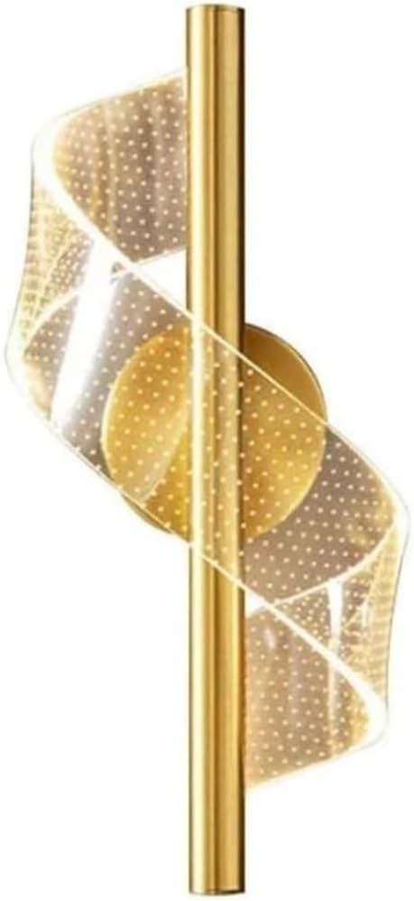 Creative Spiral Gold Wall Sconce Modern Nordic Minimalist Acrylic Decor with 3 Color Temperature for Bedroom Living Room Hallway Bedside