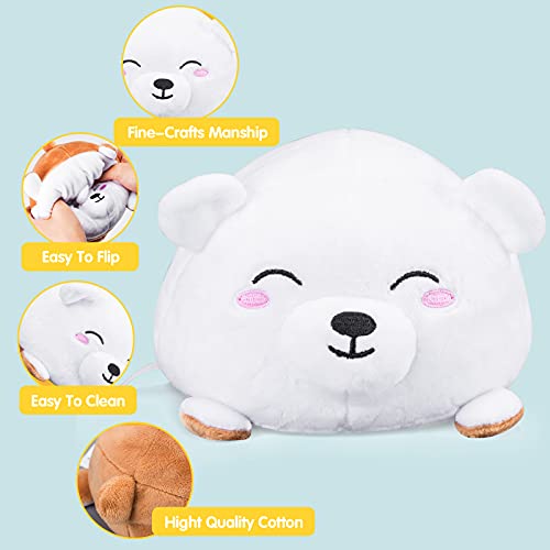 Double-Sided Flip Plush Toy,Reversible Polar Bear Stuffed Animal Mood Plush Flip Show Your Mood At All Times (Bear) #TOP4