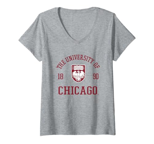 Womens Chicago Maroons Stamp Gray Officially Licensed V-Neck T-Shirt