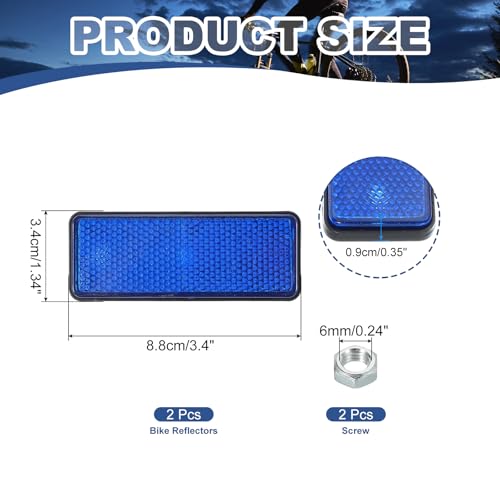 Image of PATIKIL Rectangle Rear Reflectors, 2 Pcs Safety Reflective Warning Reflector Plastic Universal Motorcycle Reflector with M5 Screw Mount for Car Motorcycle Trailer Bike Bicycles, Blue