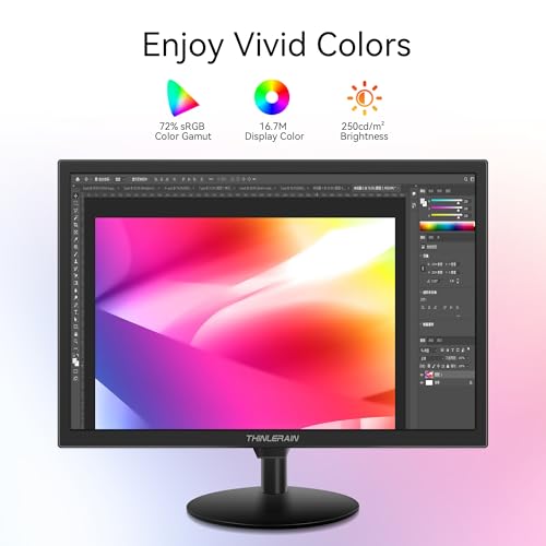 Image of 19 inch Computer Monitor 1440x900 PC Monitor with HDMI VGA AV BNC USB Ports, 60Hz, 5Ms, VESA, Display Build-in Speakers for Office Home