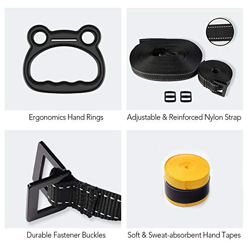 Leeofty Anéis de ginástica para crianças Balanços de fitness Anéis de mão Meninos Meninas Pull-ups B