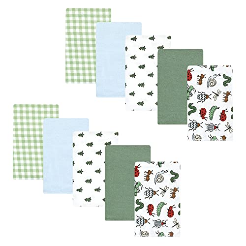 Image of Hudson Baby Unisex Baby Cotton Flannel Burp Cloths, Bugs, One Size