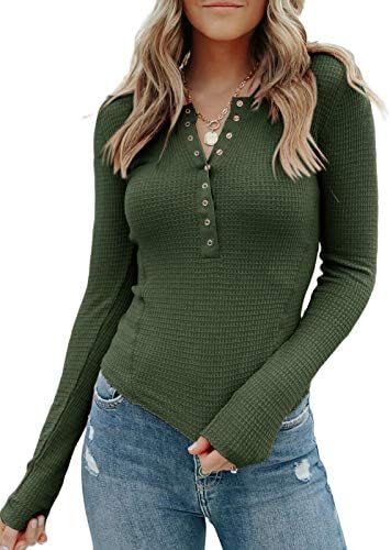 FERBIA Women Henley Shirt Long Sleeve 