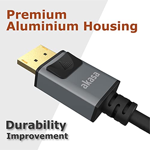 Cabo Akasa 8K DisplayPort para DisplayPort Premium | Cabo DP 1.4 com HDR3 | Resolução Ultra Alta 8K