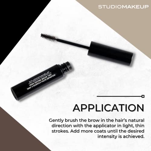 Studiomakeup High Define Brow Tint Dark – Eye Brow Tint Dark Brown Formulated To Hydrate And Cover Grey Hair - Natural Brow Tint Pigment Fills Gaps - Smudge Proof & Waterproof Eyebrow Tint Gel #TOP2