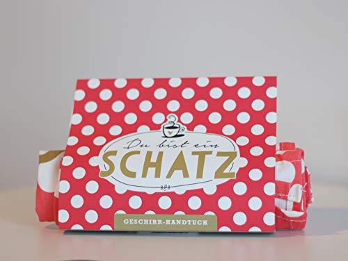 HappyLife Geschirrhandtuch, Verschiedene Sprüche, 100% Baumwolle (Du bist EIN Schatz)