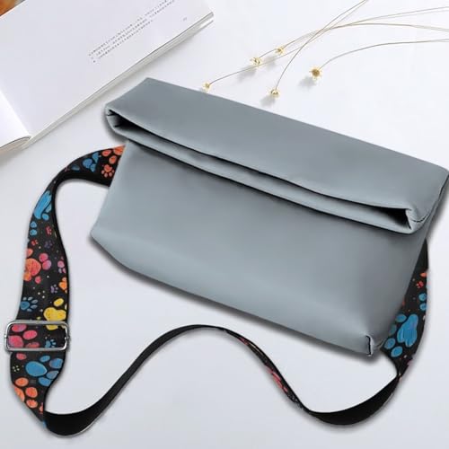 Image of GLENLCWE Colorful Paw Purse Strap Wide Replacement Crossbody Bag Straps Dog Paw Print Canvas Handbag Shoulder Strap, Adjustable Tote Belt