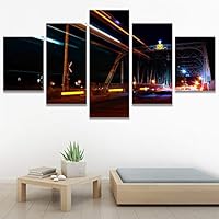 SIGNWIN 5 Panel Canvas Wall Art Light Exposure for Home Decorations Ready to Hang - 60