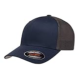 Flexfit unisex adult Trucker Mesh Fitted - 2-tone Cap, Navy/Graphite, One Size US