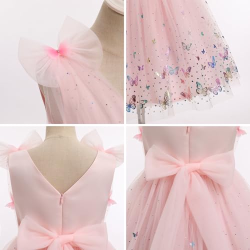 IMEKIS Toddler Kids Girls Butterfly Dress Sparkle Sequins Tulle Wedding Formal Birthday Dresses 2-10T3
