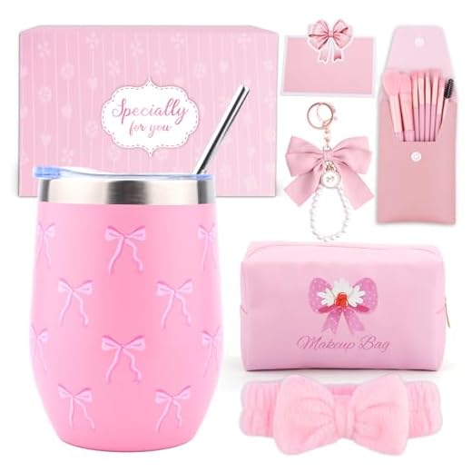 Cadeaux pour adolescentes filles 9, 10, 11, 12, 13, 14, 15, 16 ans, cadeau d'anniversaire pour fille, gobelet isotherme avec paille et couvercle, pinceau de maquillage, trousse de maquillage, bandeau