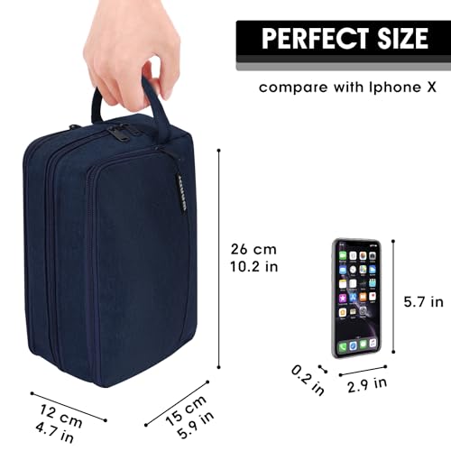 Image of WANDF Travel Toiletry Bag for Men, Small Dopp Kit for Toiletries | Water-Resistant Fabric, Travel Bag for Toiletries, Compact Storage, Shaving Accessories, Weekend Trips
