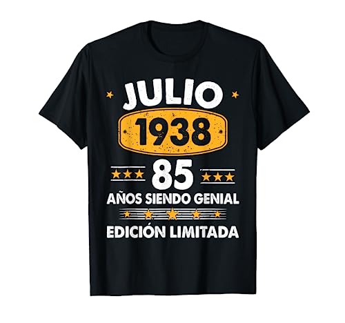 Hombre 85 Años Cumpleaños Regalo Hombre Julio 1938 Julio 85 Años Camiseta