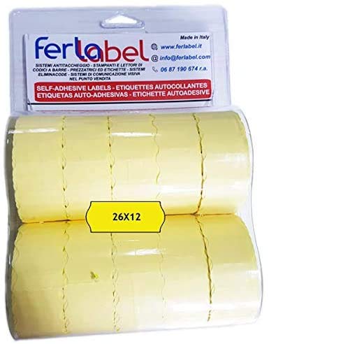 FERLABEL 26x12 BLISTER DA 10 ROTOLI FLUO GIALLO (15.000 ETICHETTE) PER PREZZATRICE