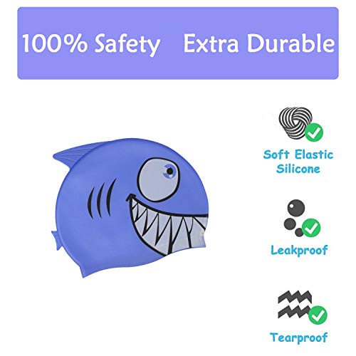 Combo 2 Toucas Silicone Touquinha Infantil Tubarão Peixinho Água Viva Esporte Natação Piscina Nadar