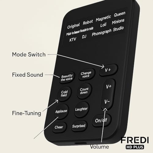 Image of FREDI HD PLUS Voice Changer Device | Portable Multi-Effect Sound Modulator with 12+ Voice Modes, Real-Time Monitoring, Noise Reduction & USB Rechargeable - Compatible with Mobile & Laptop
