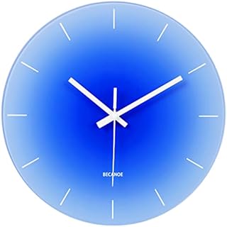 BECANOE Wall Clocks Tempered Glass Non-Ticking 12 Inch Silent Quartz Decorative Clock Home/Kitchen/Office/School Clock Easy to Read Blue
