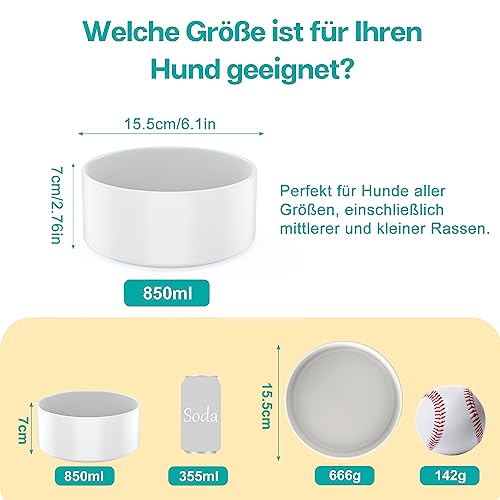 Ciotole per Cani Ceramica 2 x 850ml con Supporto